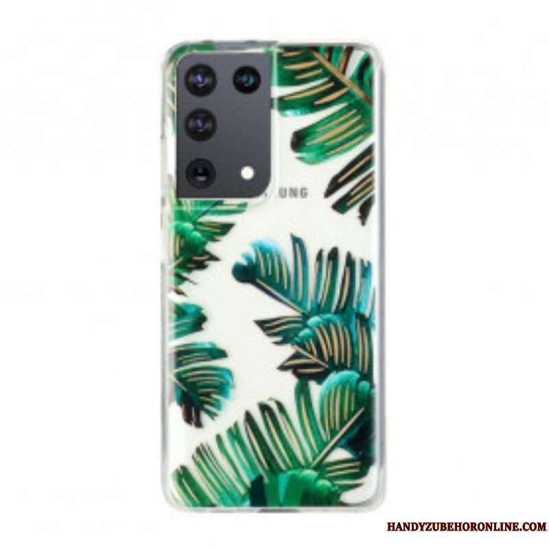 Cover Samsung Galaxy S21 Ultra 5G Sømløse Grønne Blade