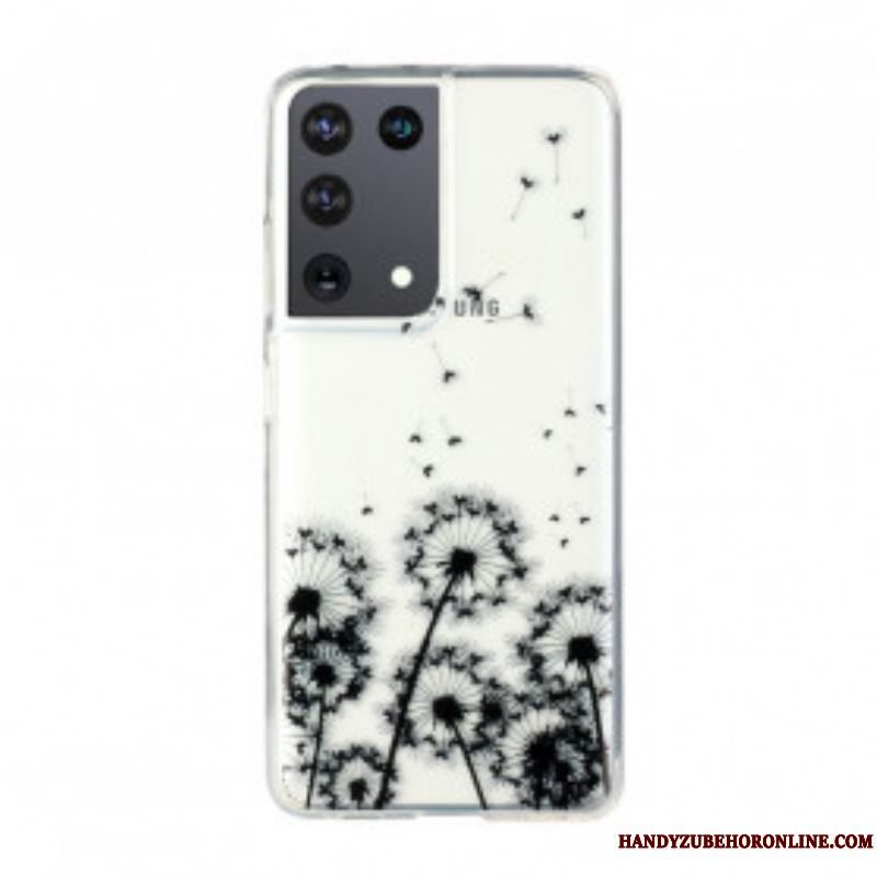 Cover Samsung Galaxy S21 Ultra 5G Sømløse Sorte Mælkebøtter