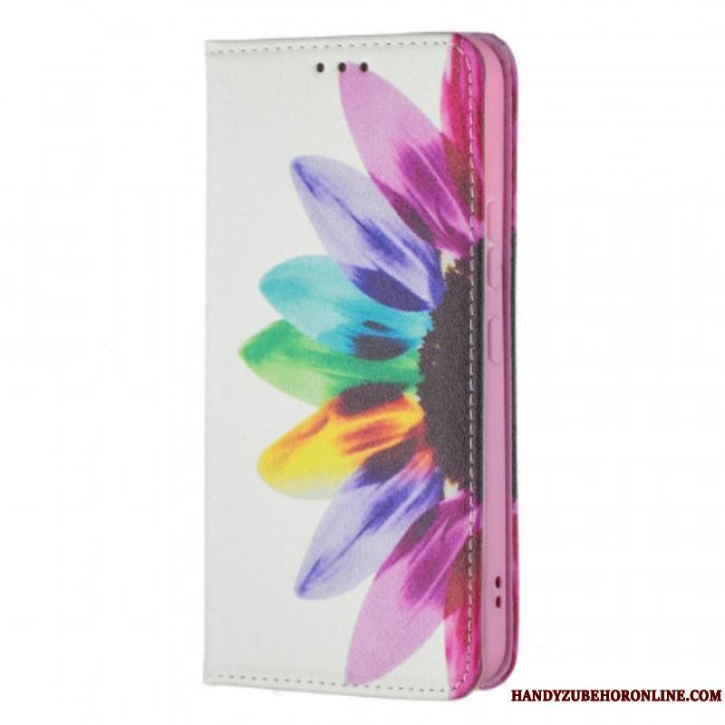 Cover Samsung Galaxy S22 5G Flip Cover Akvarel Blomst