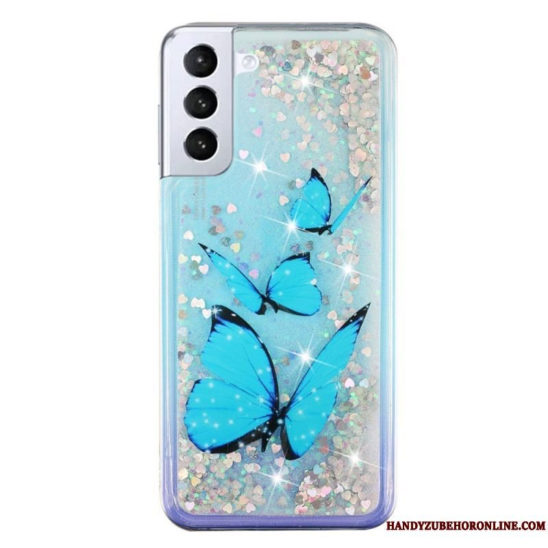 Cover Samsung Galaxy S22 5G Pailletter Sommerfugle