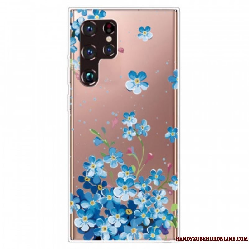Cover Samsung Galaxy S22 Ultra 5G Blå Blomster