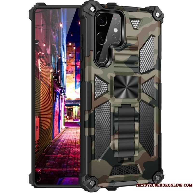Cover Samsung Galaxy S22 Ultra 5G Camouflage Aftagelig Støtte