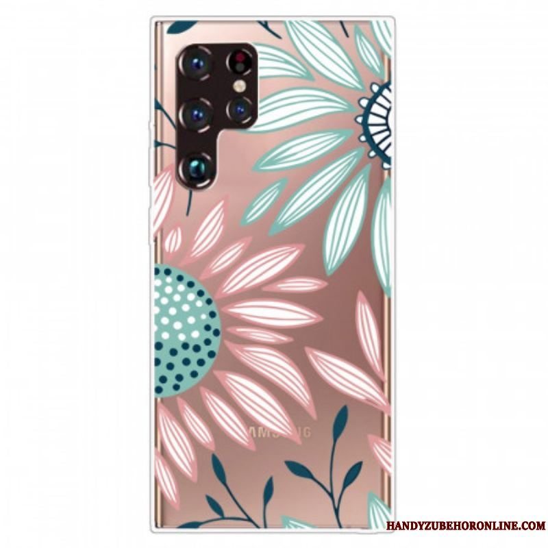 Cover Samsung Galaxy S22 Ultra 5G Gennemsigtig En Blomst