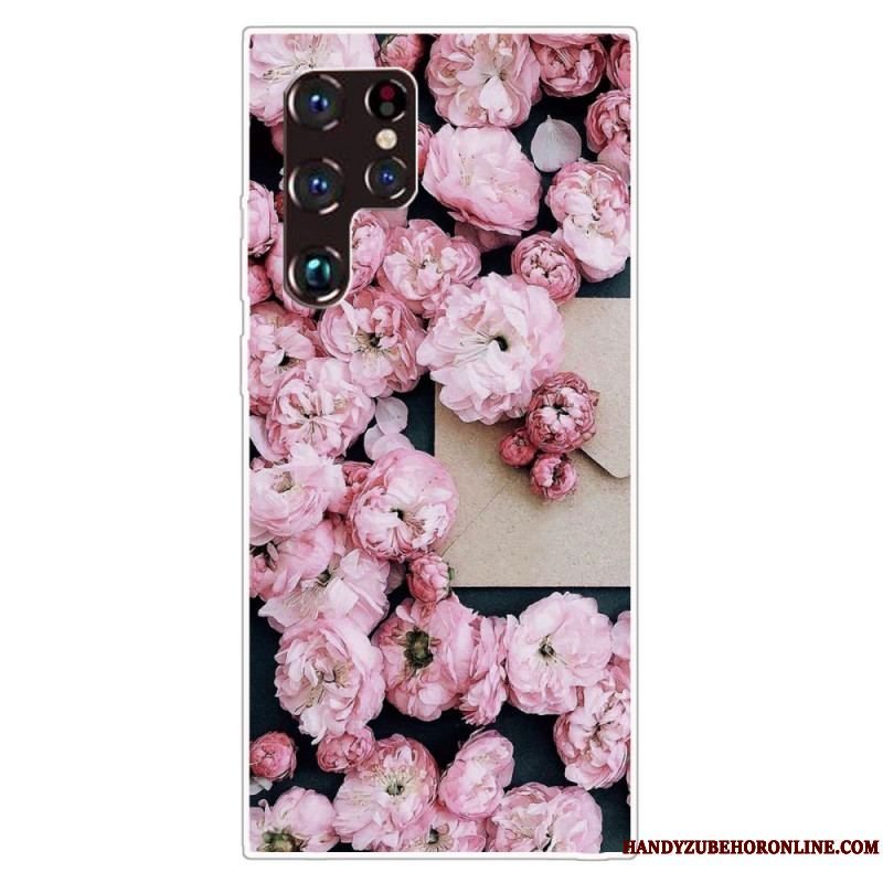 Cover Samsung Galaxy S22 Ultra 5G Lyserøde Blomster