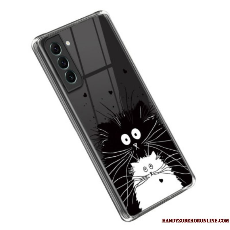 Cover Samsung Galaxy S23 5G Gennemsigtig Hvid Kat Sort Kat