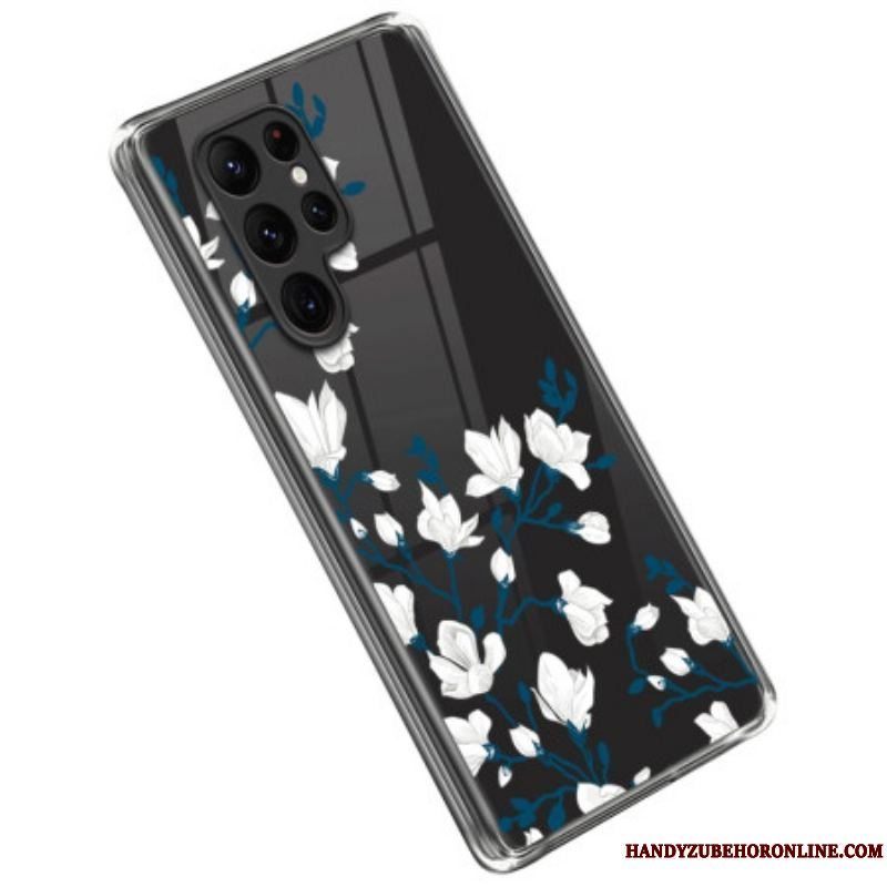 Cover Samsung Galaxy S23 Ultra 5G Hvide Blomster