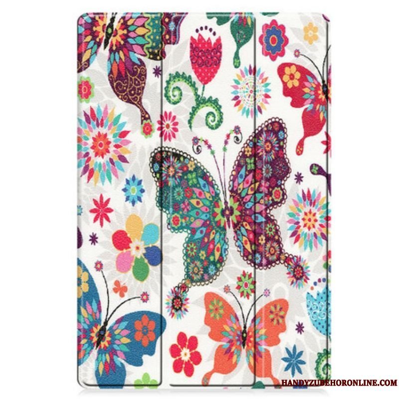 Cover Samsung Galaxy Tab S8 Plus / Tab S7 Plus Forbedrede Sommerfugle Og Blomster