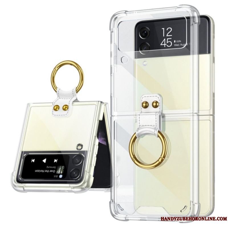 Cover Samsung Galaxy Z Flip 3 5G Flip Cover Gennemsigtig Ring-support Gkk