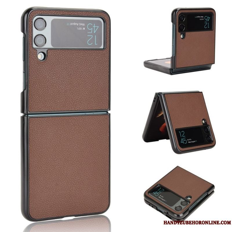 Cover Samsung Galaxy Z Flip 4 Flip Cover Litchi Læder Tekstur