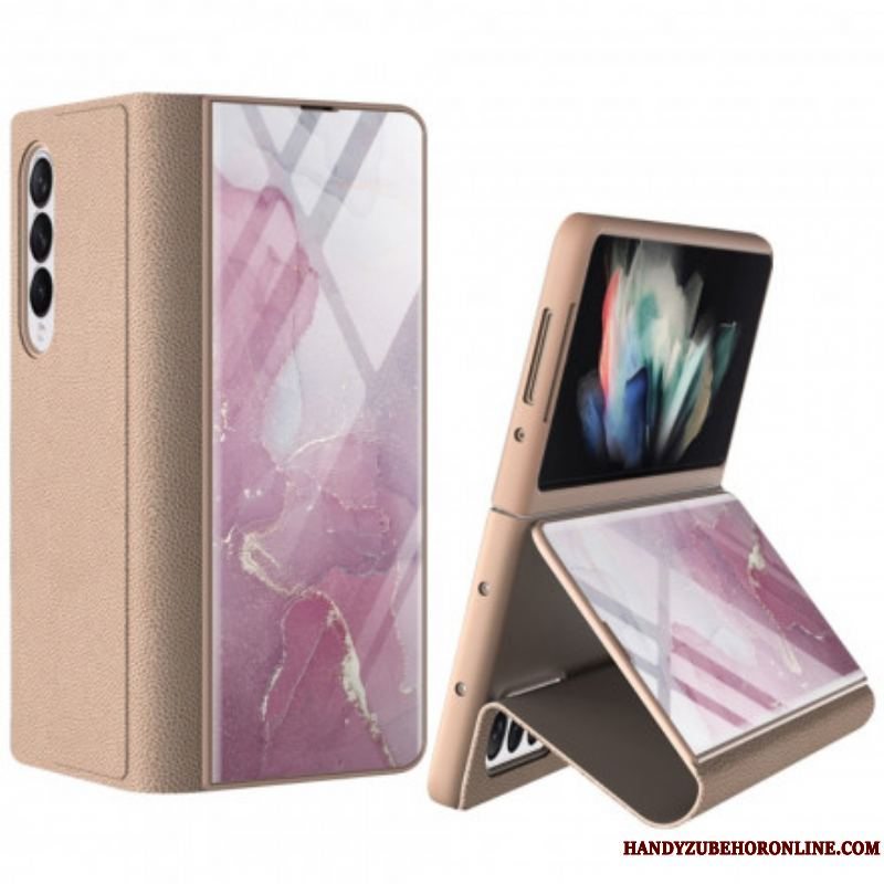 Cover Samsung Galaxy Z Fold 3 5G Flip Cover Gkk Marmor Hærdet Glas