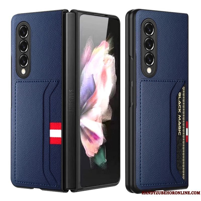 Cover Samsung Galaxy Z Fold 3 5G Litchi Læder Dobbelt Kortholder