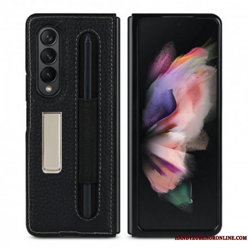 Cover Samsung Galaxy Z Fold 3 5G Litchi Læder Stativ