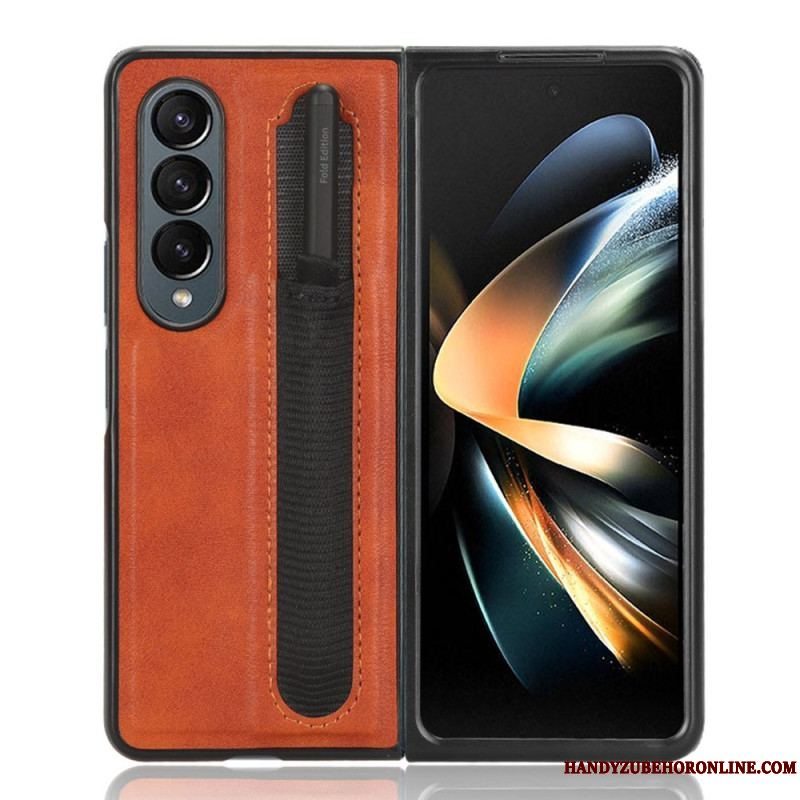 Cover Samsung Galaxy Z Fold 4 Retro Stylus I Imiteret Læder