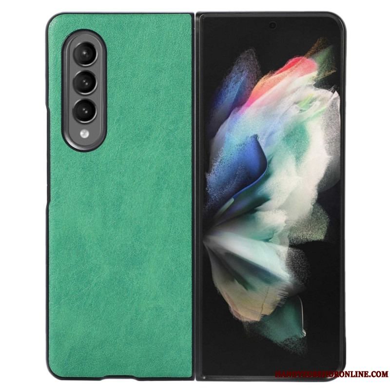 Cover Samsung Galaxy Z Fold 4 Tofarvet Imiteret Læder Tekstureret