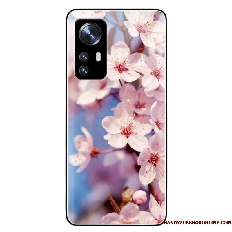 Cover Xiaomi 12 / 12X Realistiske Hærdet Glas Blomster