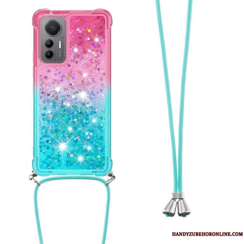 Cover Xiaomi 12 Lite Med Snor Glitter Silikonesnor