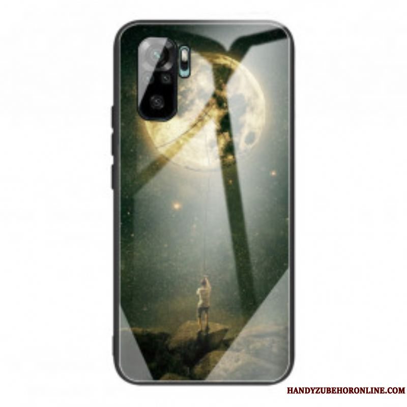 Cover Xiaomi Redmi Note 10 / 10S Moon Man Hærdet Glas