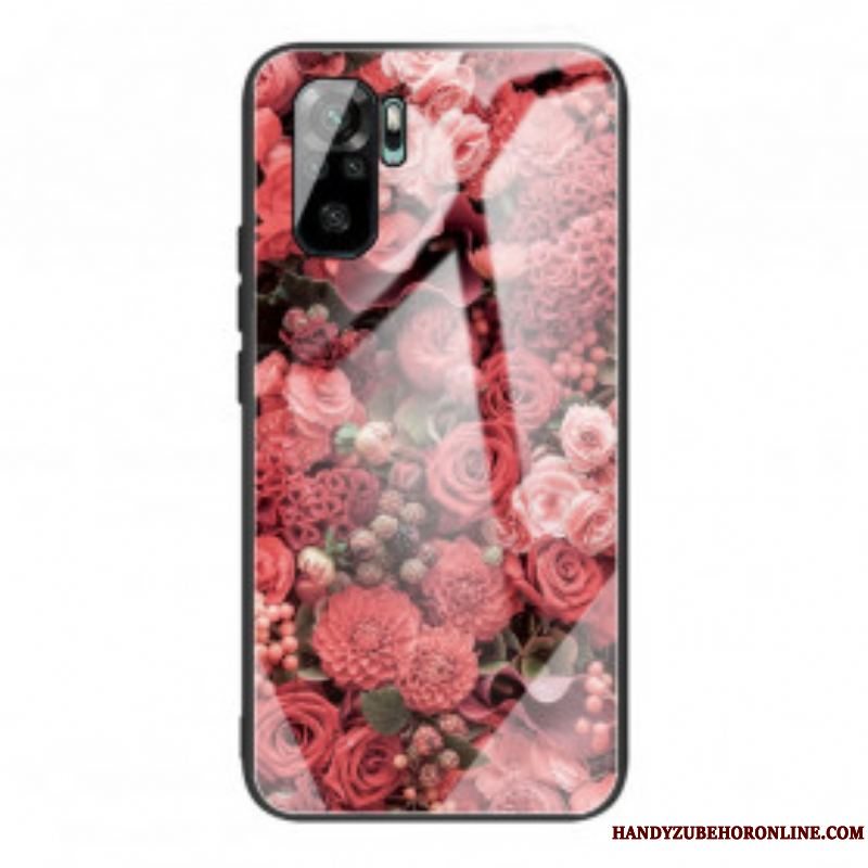 Cover Xiaomi Redmi Note 10 / 10S Rose Blomster Hærdet Glas