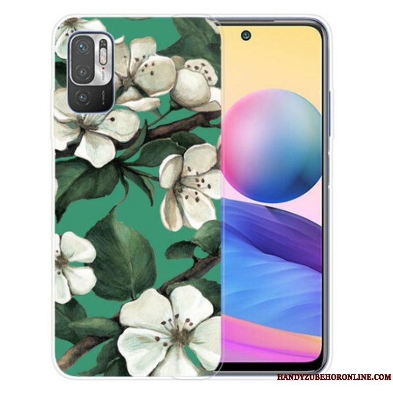 Cover Xiaomi Redmi Note 10 5G Malede Hvide Blomster