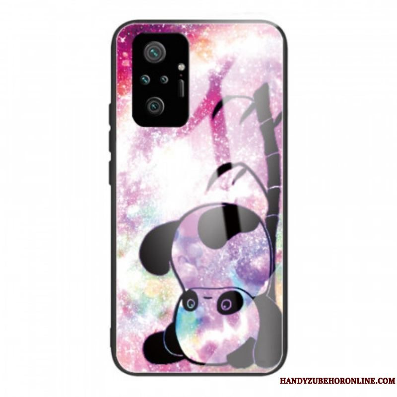 Cover Xiaomi Redmi Note 10 Pro Panda Og Bambus Hærdet Glas