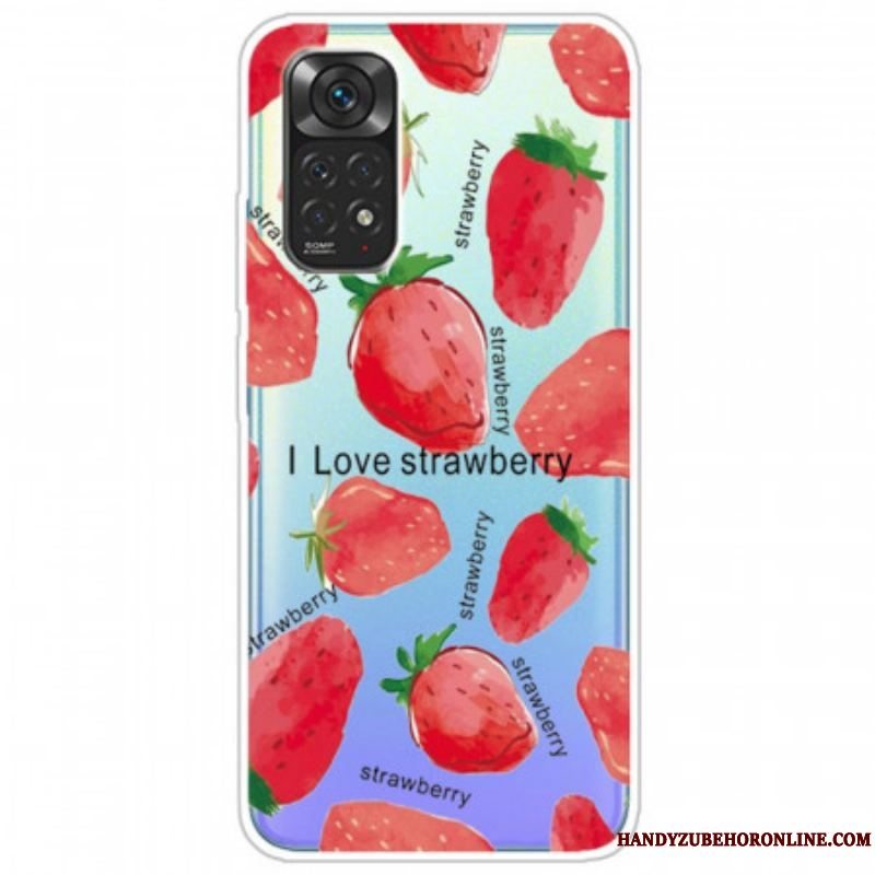 Cover Xiaomi Redmi Note 11 / 11S Strawberries / Jeg Elsker Jordbær