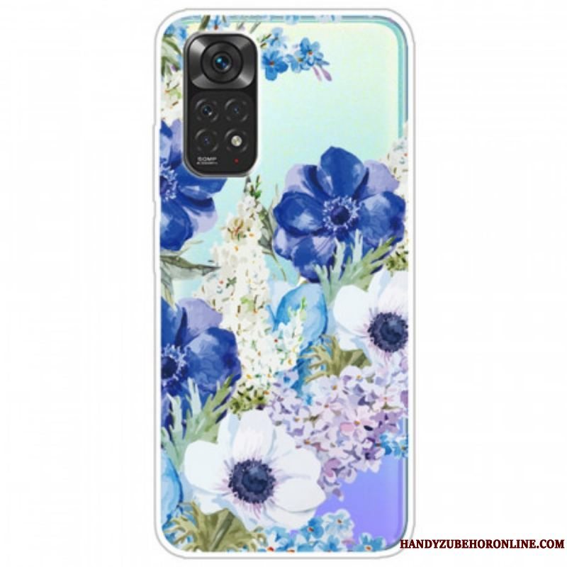 Cover Xiaomi Redmi Note 11 / 11S Sømløs Akvarel Blå Blomster