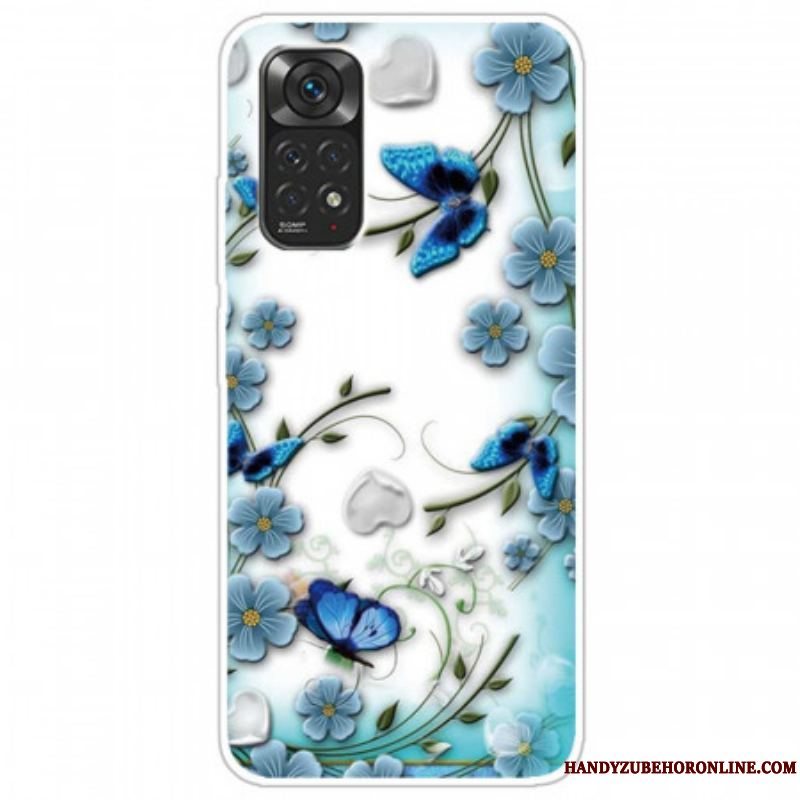 Cover Xiaomi Redmi Note 11 Pro / 11 Pro 5G Retro Sommerfugle Og Blomster