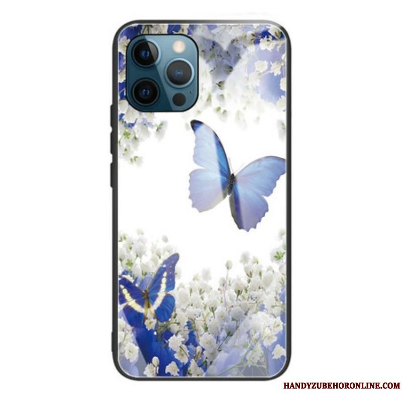 Cover iPhone 13 Pro Sommerfugle Design Hærdet Glas