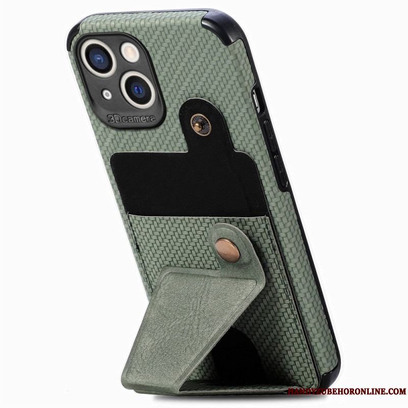 Cover iPhone 14 Carbon Fiber Kortholder Beslag