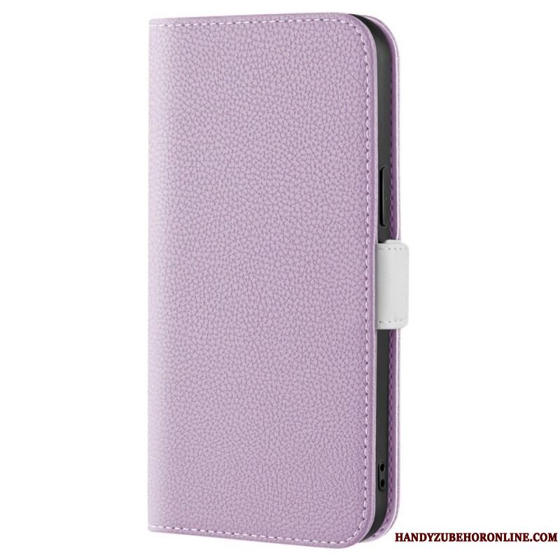 Cover iPhone 14 Flip Cover Litchi Imiteret Læder