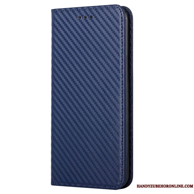 Cover iPhone 14 Plus Flip Cover Kulfiber Med Snor
