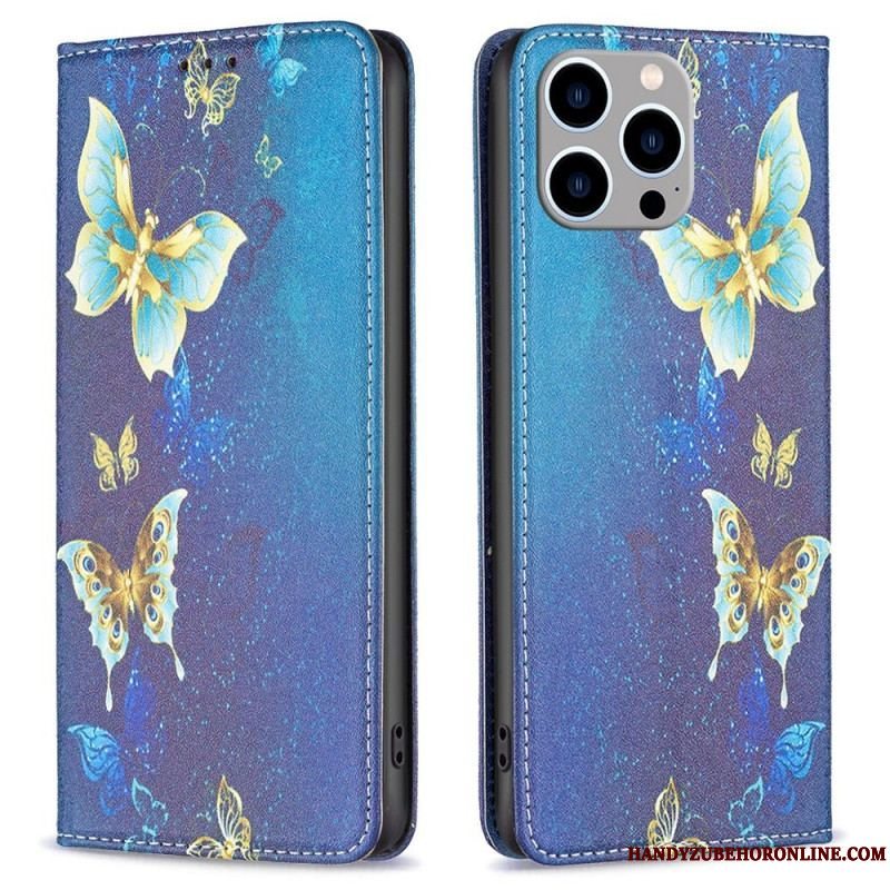 Cover iPhone 14 Pro Max Flip Cover Sommerfugle