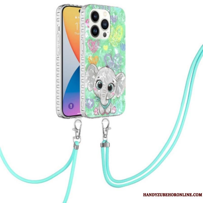 Cover iPhone 14 Pro Med Snor Elefantstil Med Ledning