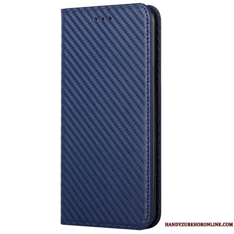 Cover iPhone 14 Pro Med Snor Flip Cover Strappy Carbon Fiber Style