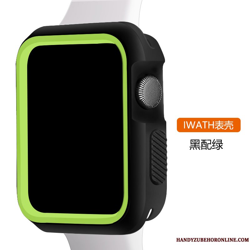 Etui Apple Watch Series 3 Silikone Grøn Sport, Cover Apple Watch Series 3 Tasker Bicolored Sort