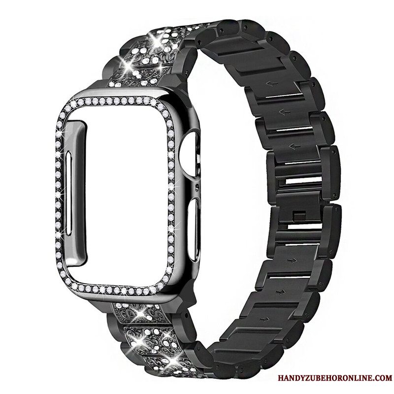 Etui Apple Watch Series 3 Strass Sort Bøde, Cover Apple Watch Series 3