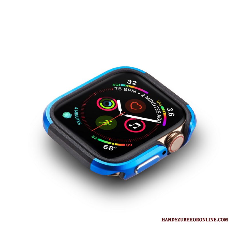 Etui Apple Watch Series 4 Metal Trend Blå, Cover Apple Watch Series 4 Beskyttelse Pu Legering