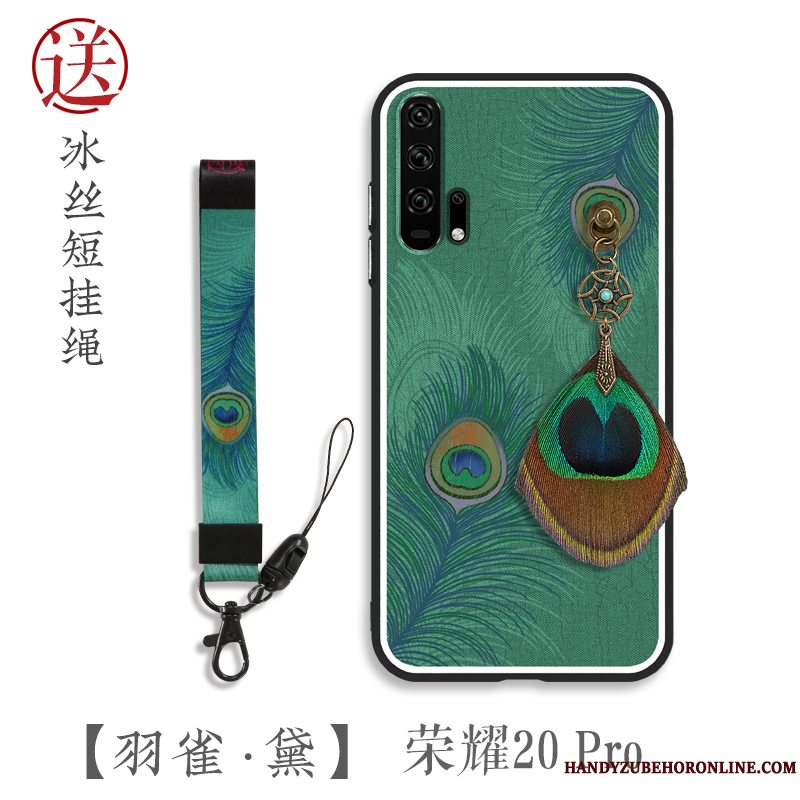 Etui Honor 20 Pro Tasker Original High End, Cover Honor 20 Pro Beskyttelse Påfugl Grøn