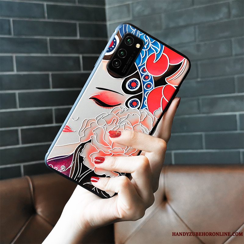 Etui Honor View30 Pro Vintage Trend Kinesisk Stil, Cover Honor View30 Pro Relief Nubuck Hua Dan