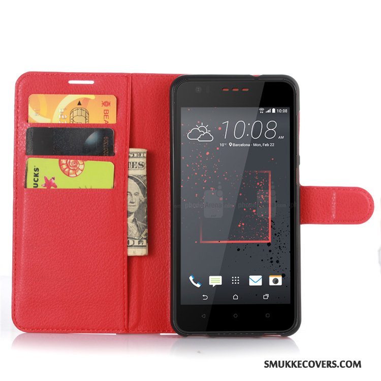 Etui Htc Desire 825 Læder Telefonkort, Cover Htc Desire 825 Beskyttelse Rød