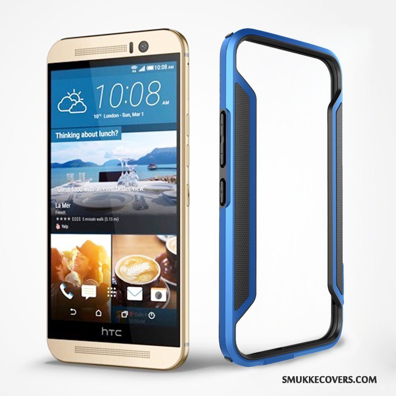 Etui Htc One M9 Beskyttelse Blå Ramme, Cover Htc One M9 Telefonguld