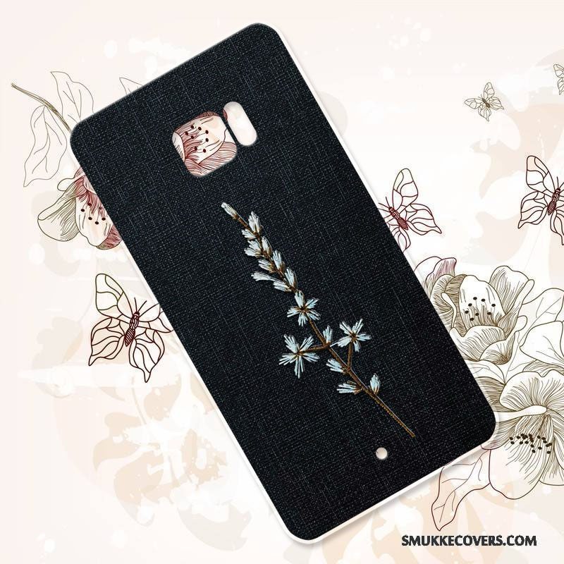 Etui Htc U Ultra Vintage Anti-fald Broderi, Cover Htc U Ultra Silikone Blomster Telefon