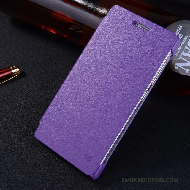 Etui Huawei Ascend G6 Blød Anti-fald Trend, Cover Huawei Ascend G6 Folio Lilla