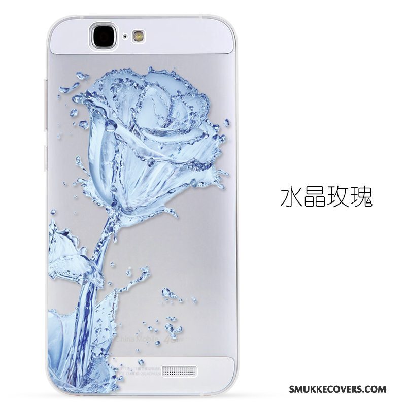 Etui Huawei Ascend G7 Relief Telefonblå, Cover Huawei Ascend G7 Beskyttelse Gennemsigtig