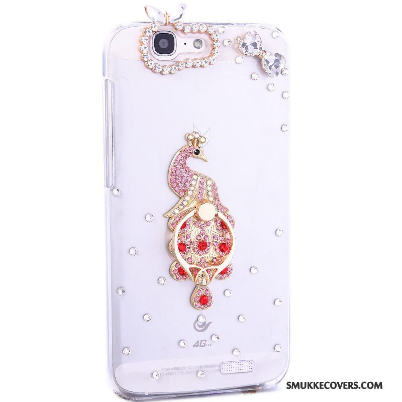 Etui Huawei Ascend G7 Strass Trend Telefon, Cover Huawei Ascend G7 Hvid Ring