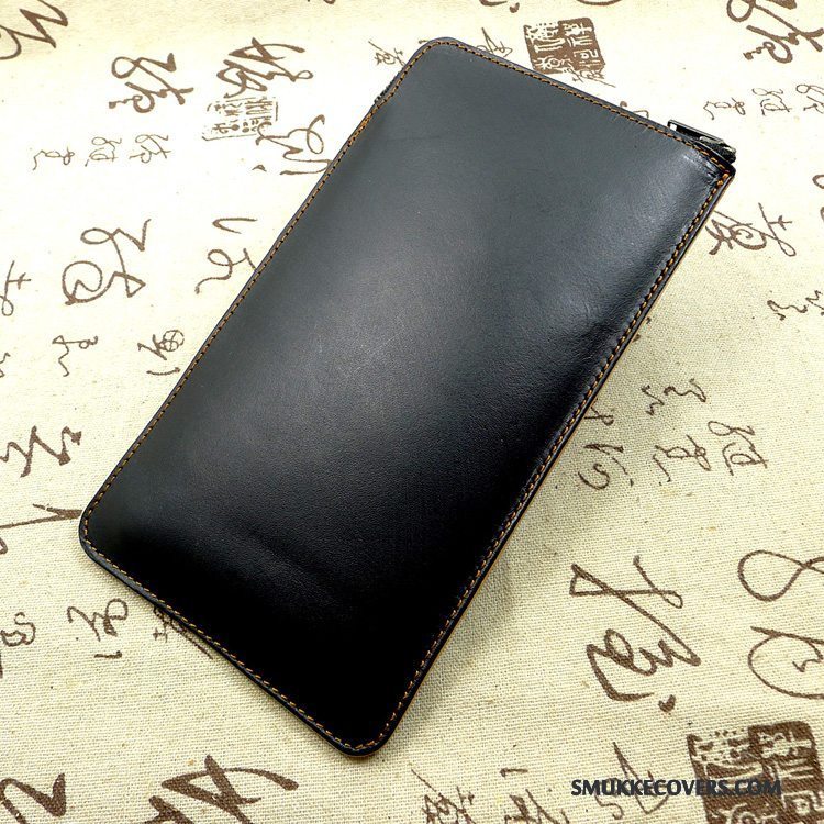 Etui Huawei Ascend Mate 7 Tasker Sort Cow, Cover Huawei Ascend Mate 7 Læder Lynlås