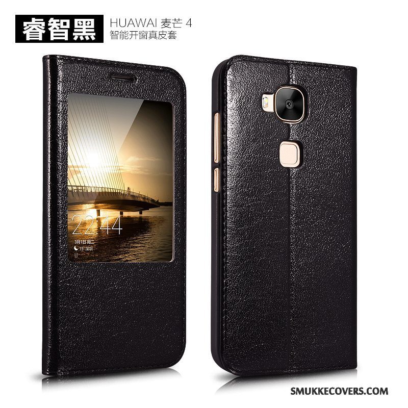 Etui Huawei G7 Plus Beskyttelse Telefonsort, Cover Huawei G7 Plus Læder