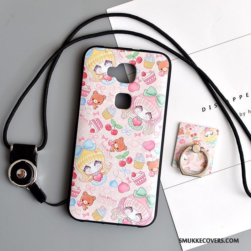 Etui Huawei G7 Plus Cartoon Lyserød Telefon, Cover Huawei G7 Plus Blød Smuk Hængende Ornamenter