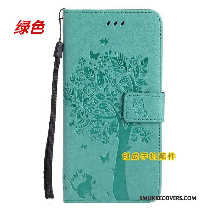 Etui Huawei G7 Plus Folio Telefonkort, Cover Huawei G7 Plus Læder Grøn Anti-fald