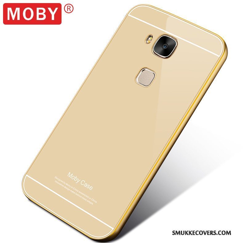 Etui Huawei G7 Plus Metal Telefonramme, Cover Huawei G7 Plus Guld Bagdæksel